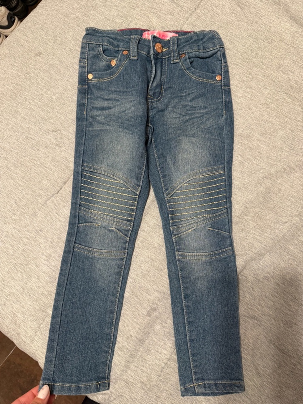 Kids Stretch Blue Denim Moto Jeans